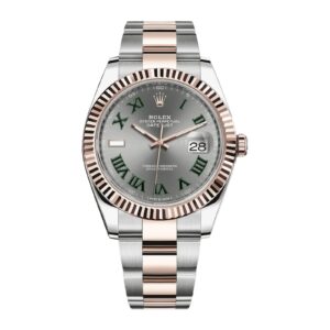Rolex Watch Datejust 41 Rose Gold/Steel "Wimbledon" Slate Roman Dial Fluted Bezel Oyster Bracelet 126331