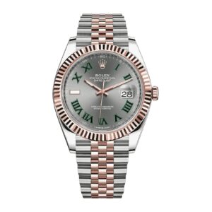 Rolex Watch Datejust 41 Rose Gold/Steel "Wimbledon" Slate Roman Dial Fluted Bezel Jubilee Bracelet 126331