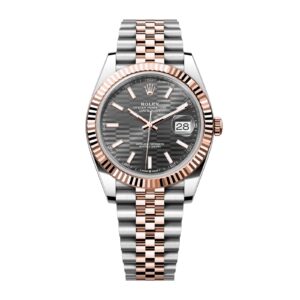 Rolex Datejust 41mm Rose Gold/Steel Slate Fluted Motif Index Dial Fluted Bezel Jubilee Bracelet 126331