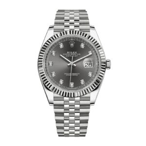Fake Rolex Replica Watch Datejust 41mm White Gold/Steel Slate Diamond Dial Fluted Bezel Jubilee Bracelet 126334