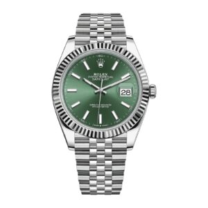 Fake Rolex Replica Watch Datejust 41 White Gold/Steel Mint Green Index Dial Fluted Bezel Jubilee Bracelet 126334