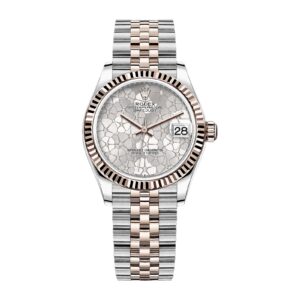 Rolex Oyster Perpetual Datejust 31 Rose Gold/Steel Silver Floral Motif Dial & Fluted Bezel Jubilee Bracelet 278271