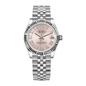 Rolex Datejust 31 White Gold/Steel Pink Roman Dial & Fluted Bezel Jubilee Bracelet 278274