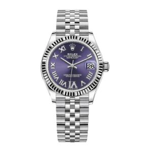 Fake Rolex Replica Watch Datejust 31 White Gold/Steel Aubergine Roman Diamond VI Dial & Fluted Bezel Jubilee Bracelet 278274
