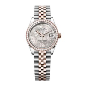 Fake Rolex Replica Watch Lady-Datejust 31 Rose Gold/Steel Silver Floral Motif Diamond Dial & Diamond Bezel Jubilee Bracelet 278381RBR