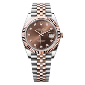 Rolex Watch Datejust 41 Rose Gold/Steel Chocolate Diamond Dial Fluted Bezel Jubilee Bracelet 126331