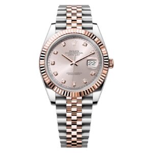 Rolex Watch Datejust 41 Rose Gold/Steel Sundust Diamond Dial Fluted Bezel Jubilee Bracelet 126331