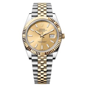 Best Fake Rolex Replica Watch Datejust 41 Yellow Gold/Steel Champagne Index Dial Fluted Bezel Jubilee Bracelet 126333