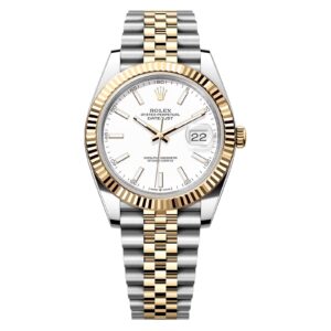 Best Fake Rolex Replica Watch Datejust 41 Yellow Gold/Steel White Index Dial Fluted Bezel Jubilee Bracelet 126333