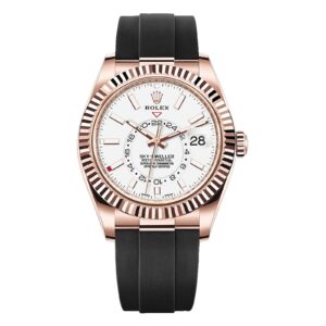 Rolex Sky-Dweller Rose Gold White Index Dial Oysteflex Rubber Strap 326235 Noob Factory