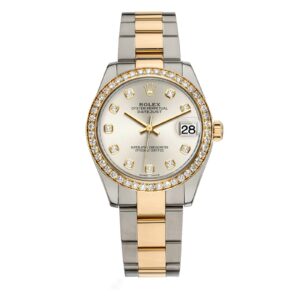 Rolex Datejust Midsize Two Tone Factory Diamond Bezel & Silver Diamond Dial on Oyster Bracelet 178383