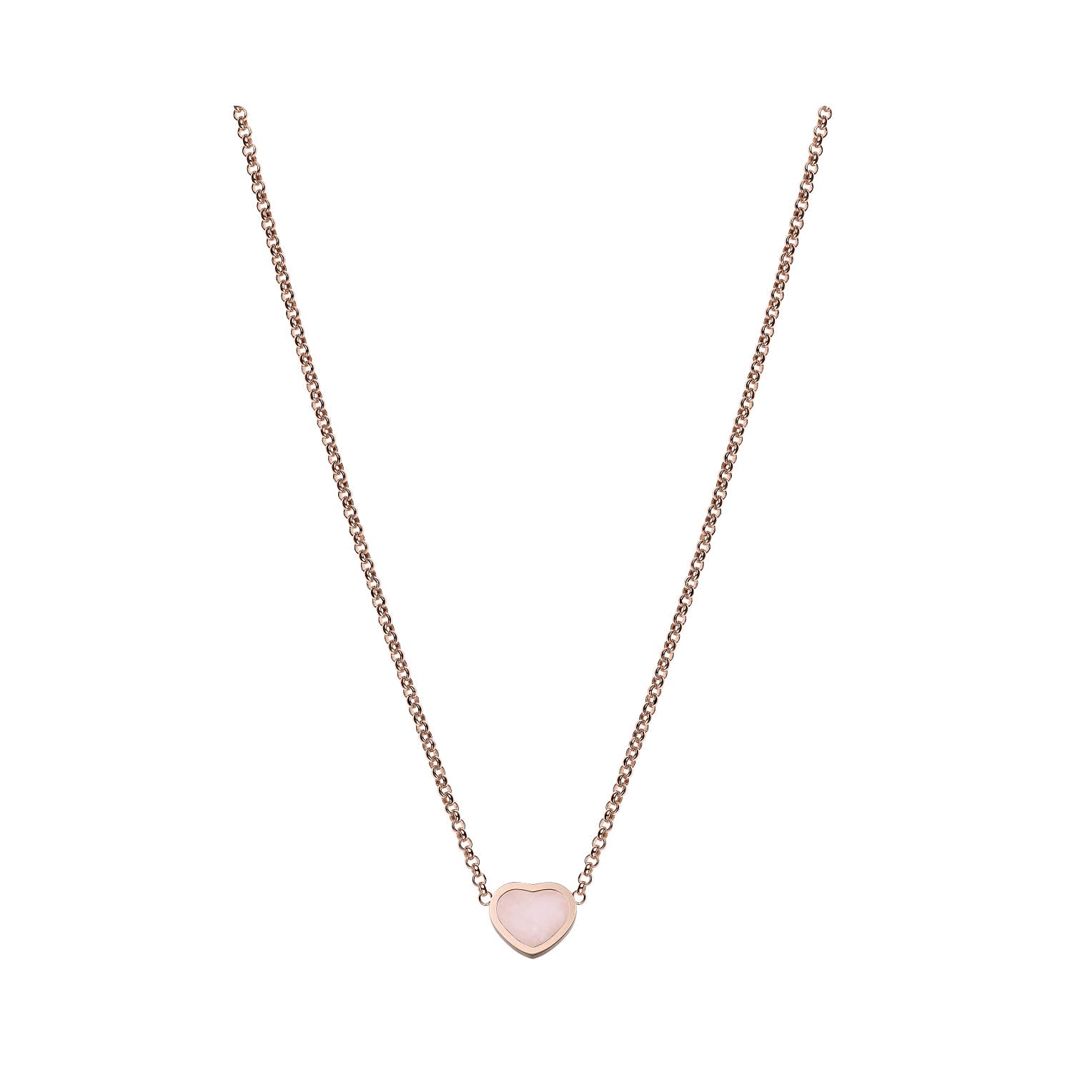 My Happy Hearts Chopard Replica Necklace Ethical Rose Gold Pink Opal