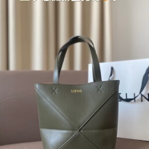 LOEWE Replica bags Mini Puzzle Fold Tote in shiny Calfskin