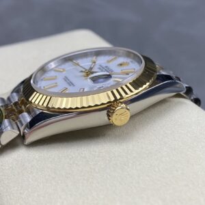 Best Fake Rolex Replica Watch Datejust 41 Yellow Gold/Steel White Index Dial Fluted Bezel Jubilee Bracelet 126333