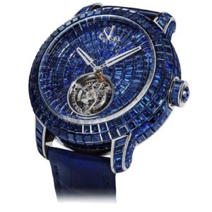 JACOB & CO. CAVIAR TOURBILLON BAGUETTE BLUE SAPPHIRES LIMITED EDITION 47MM