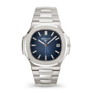 Fake PATEK PHILIPPE Replica Watch Nautilus Date Sweep Seconds White Gold Black Blue Dial 5811/1G-001 PPF