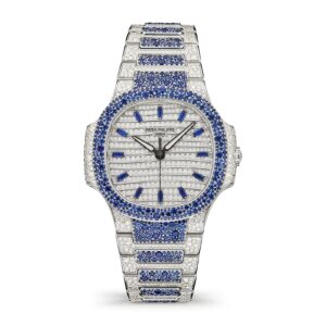 Fake PATEK PHILIPPE Replica Watch Nautilus Haute Joaillerie White Gold Set With Sapphires & Diamonds 7118/1451G-001