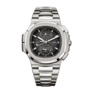 Fake PATEK PHILIPPE Replica Watch Nautilus Flyback Chronograph Travel Time Stainless Steel Grey Dial 5990/1A-001 3KF
