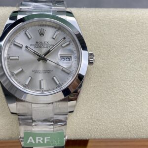 Best Fake Rolex Replica watch Datejust 41 Stainless Steel Silver Index Dial Smooth Bezel Oyster Bracelet 126300-0003 ARF