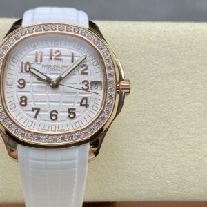 Fake Patek Philippe Replica Watch Aquanaut Luce Rose Gold White Dial Diamond Bezel 5268/200R-001 GRF