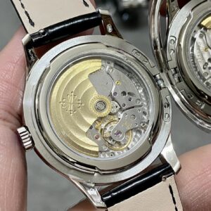 Fake Patek Philippe Replica Watch Calatrava Date Sweep Seconds White Gold Black Dial 5227G-010 3KF