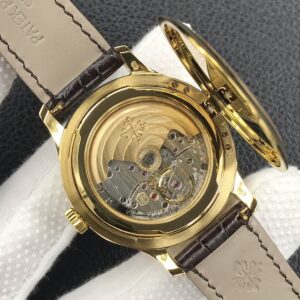 Fake Patek Philippe Replica Watch Calatrava Date Sweep Seconds Yellow Gold Ivory Dial 5227J-001 3KF