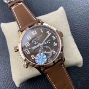 Fake Patek Philippe Replica Watch Complications Calatrava Pilot Travel Time Rose Gold Brown Dial 7234R-001 GRF