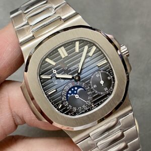 Fake Patek Philippe Replica Watch Nautilus Moon Phases Stainless Steel Black Blue Dial 5712/1A-001 PPF