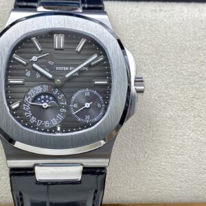 Fake Patek Philippe Replica Watch Nautilus Moon Phases White Gold Slate Gray Dial 5712G-001 GRF