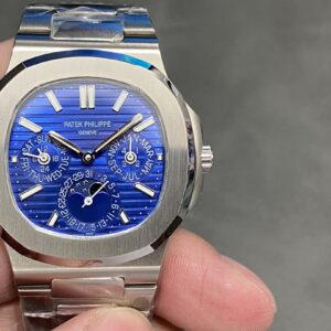 Fake Patek Philippe Replica Watch Nautilus Perpetual Calendar White Gold Blue Dial 5740/1G-001 TWF