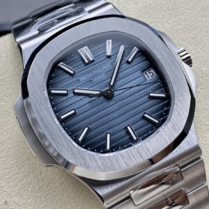 Fake Patek Philippe Replica Watch Nautilus Date Sweep Seconds Stainless Steel Black Blue Dial 5711/1A-010 3KF