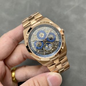 Fake Vacheron Constantin Replica Watch Overseas perpetual calendar ultra-thin skeleton Boutique Exclusive 41.5 MM PINK GOLD 4300V/220R-B642