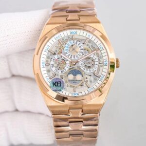 Fake Vacheron Constantin Replica Watch Overseas perpetual calendar ultra-thin skeleton Boutique Exclusive 41.5 MM PINK GOLD 4300V/220R-B547