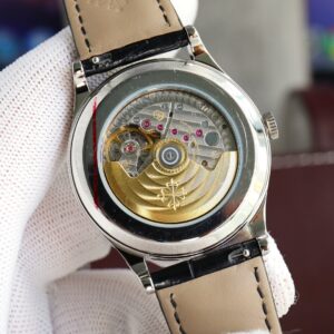 Fake Patek Philippe Replica Watch Calatrava "Clous de Paris" White Gold Hobnail Bezel Grey Dial 6119G-001 TWF