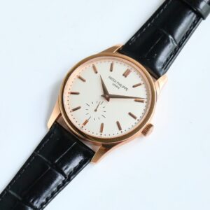Fake Patek Philippe Replica Watch Calatrava Small Seconds Rose Gold Silver Grey Dial 5196R-001 GRF