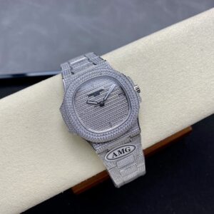Fake Diamond Watch Patek Philippe Replica 5719/1G-001 Nautilus 40mm White Gold Diamond Pave White Gold Diamond Set Automatic