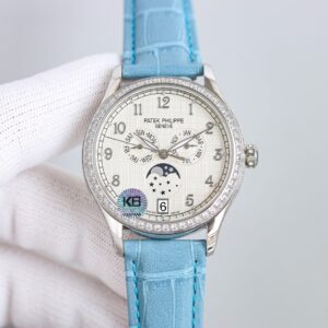 Fake Patek Philippe Replica Watch Complications Annual Calendar Moon Phases White Gold Silver Dial 4947G-010
