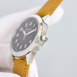 Fake Patek Philippe Replica Watch Calatrava White Gold Textured Grey Dial 5226G-001 GRF