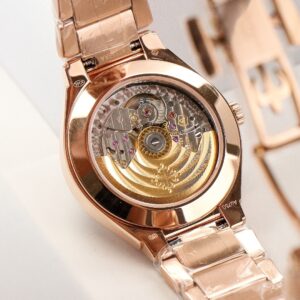 Fake Diamond Watch Replica Patek Philippe Twenty~4 Ladies Rose Gold Brown Sunburst 7300/1200R-001