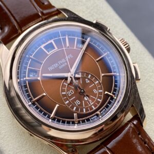 Fake Patek Philippe Replica Watch Complications Flyback Chronograph Annual Calendar Rose Gold Brown Sunburst Dial 5905R-001 TWF