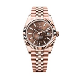 Fake Rolex Replica Watches For Sale Sky-Dweller Rose Gold Chocolate Index Dial Jubilee Bracelet m336935 Noob Factory