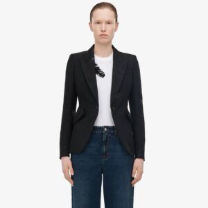 Alexander McQueen Women's Swallow Peak Shoulder Jacket in Black
