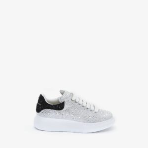 Alexander McQueen Women's Crystal-embellished Oversized Sneaker in White/crystal