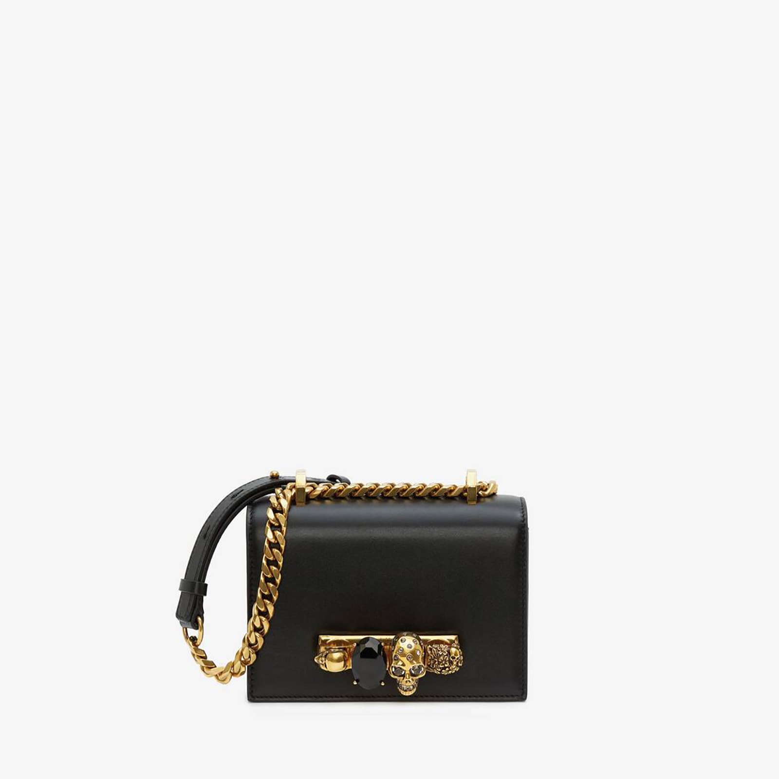 Replica Designer Bags Alexander McQueen Mini Jewelled Satchel in Black