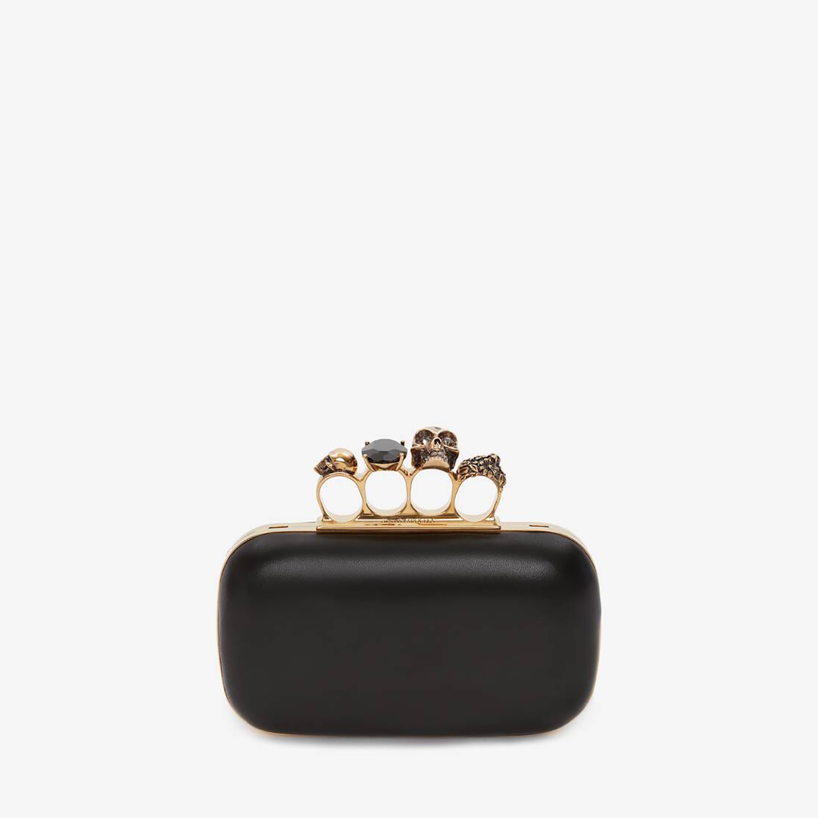 Replica Designer Bags Alexander McQueen Knuckle Clutch With Chain in Black