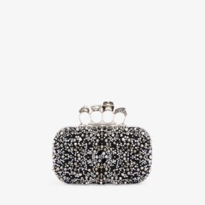 Replica Designer Bag Alexander McQueen Knuckle Clutch in Black