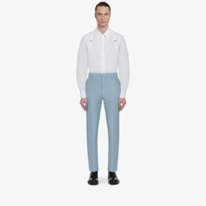 Alexander McQueen Men's Tailored Cigarette Trousers in Light Blue