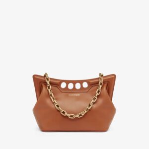 Replica Designer Bag Alexander McQueen The Peak Bag Small in Caramel Tan