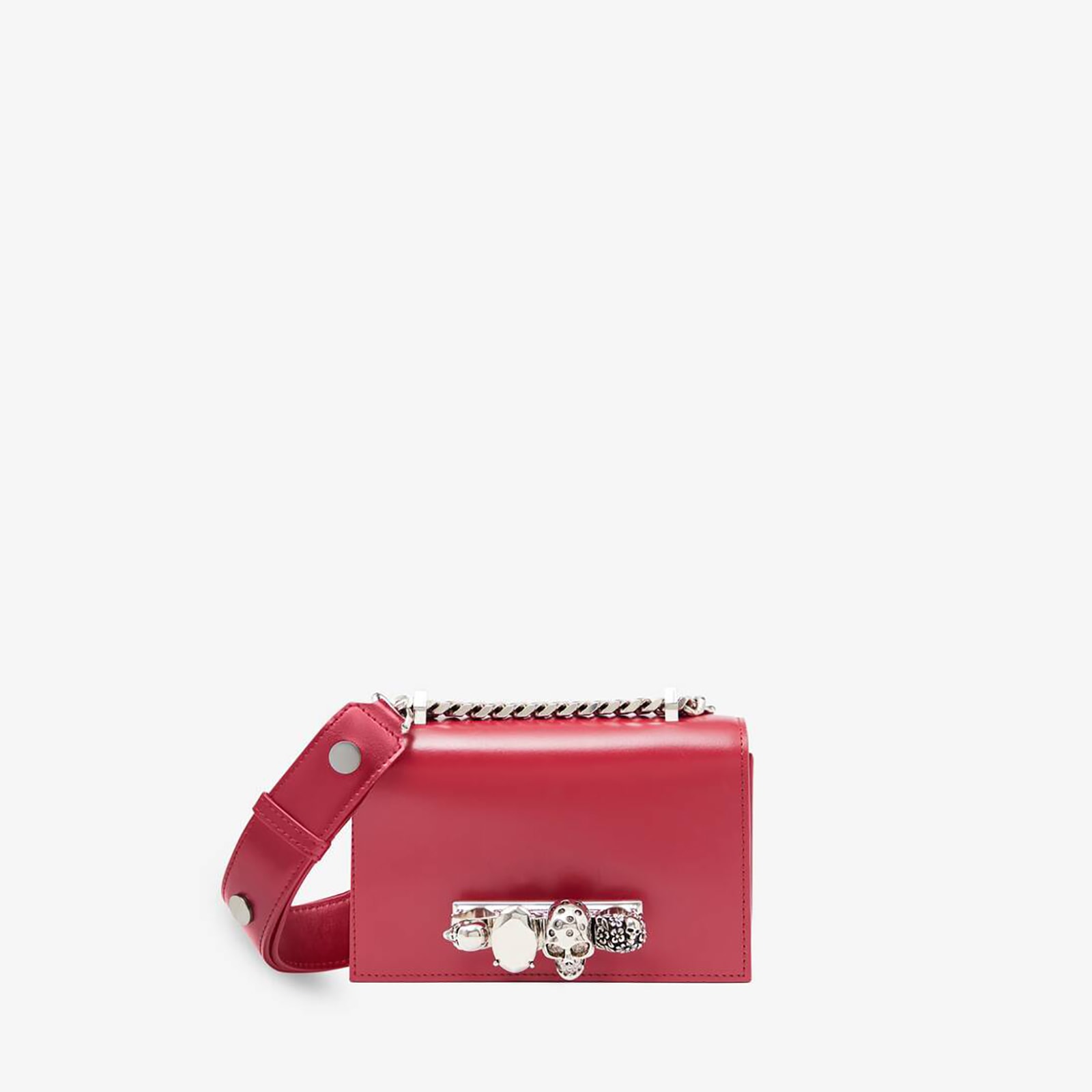 Replica Designer Bags Alexander McQueen The Biker Mini Jewelled Satchel in Lipstick Red