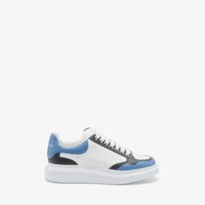 Alexander McQueen Men's Oversized Sneaker in White/blue/ash Grey